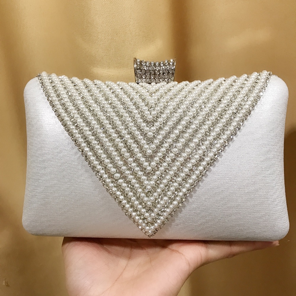 Mini Purse Chain - Women Pearl Diamond Beaded Evening Bag