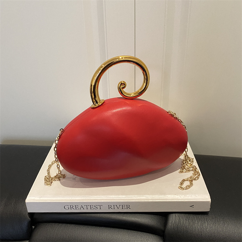 Mini Purse Chain - Luxury Curved Pebble Shape Mini Clutch