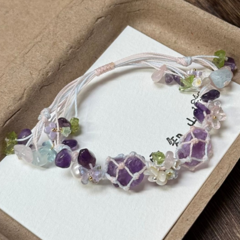 Women Hand Bags For Office - Fashionable Adjustable Purple Crystal Bracelets Hand-woven