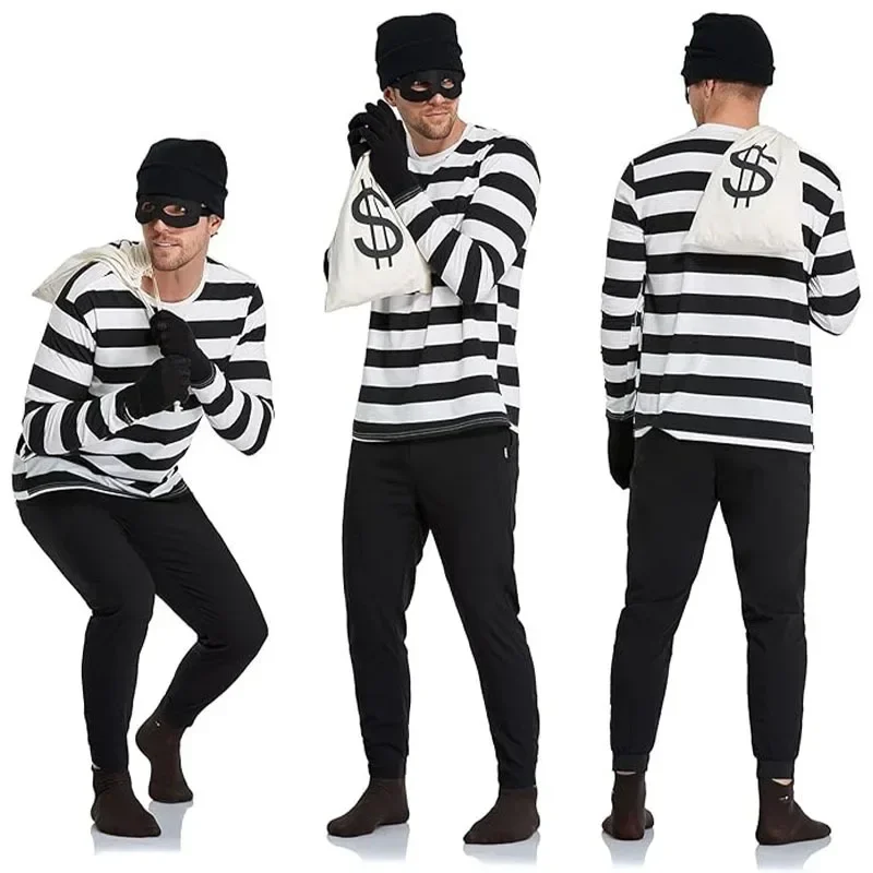 Women Bags For Party - Convict Thief Cosplay Costume Women Stripe