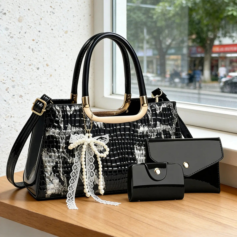 Women Bags For Party - Women's Handbag Set, Crocodile Pattern Evening