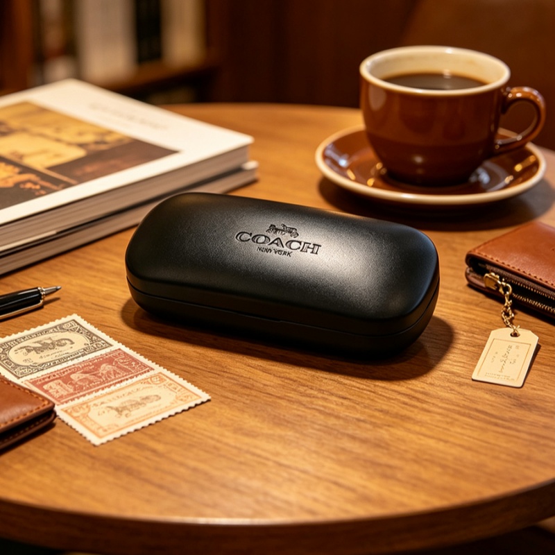 Women Bags Coach - COACH Black Hard Glasses Case Shockproof