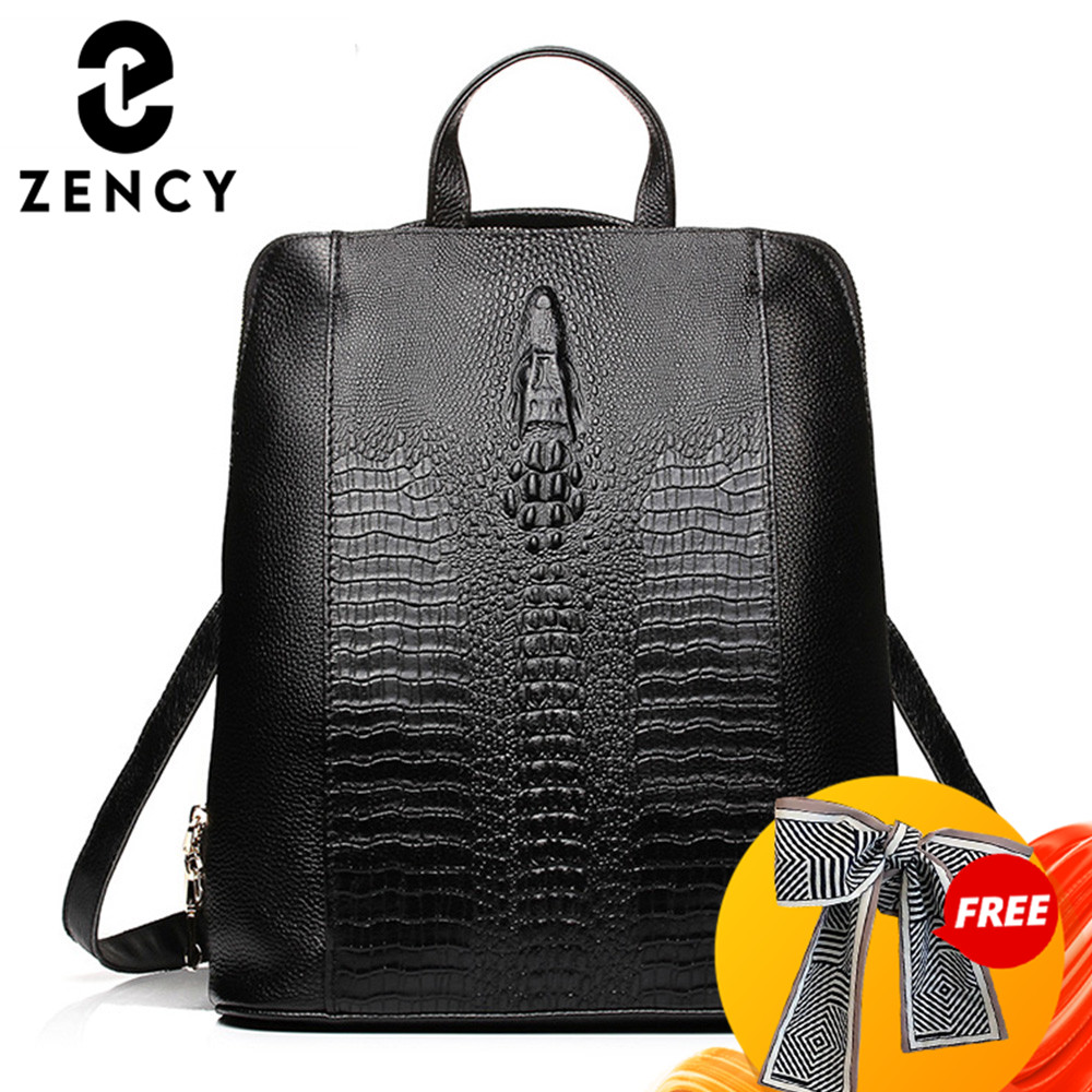Women Bags H&M - Zency Women's Crocodile Leather Backpack 100%