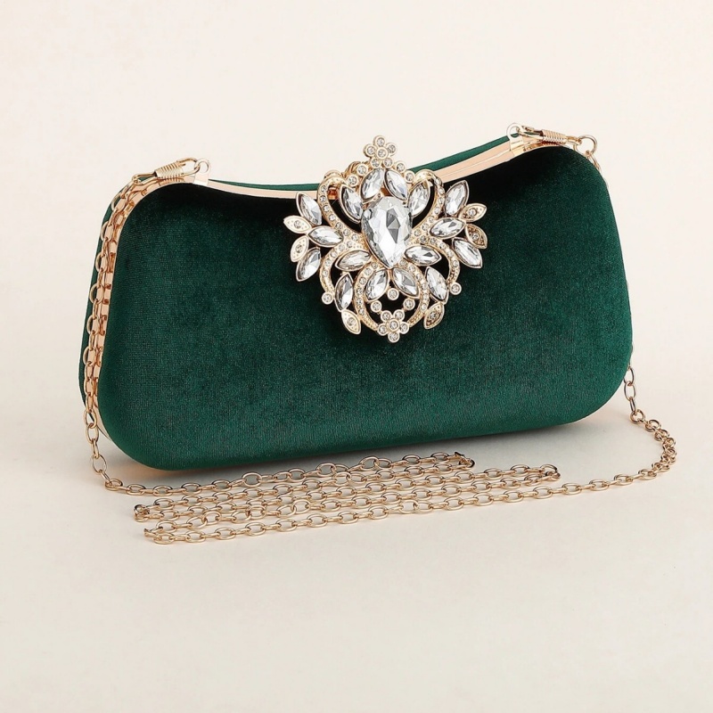 Dark Green Velvet Clutch Bag L - Women'S Evening Bags recension och pris