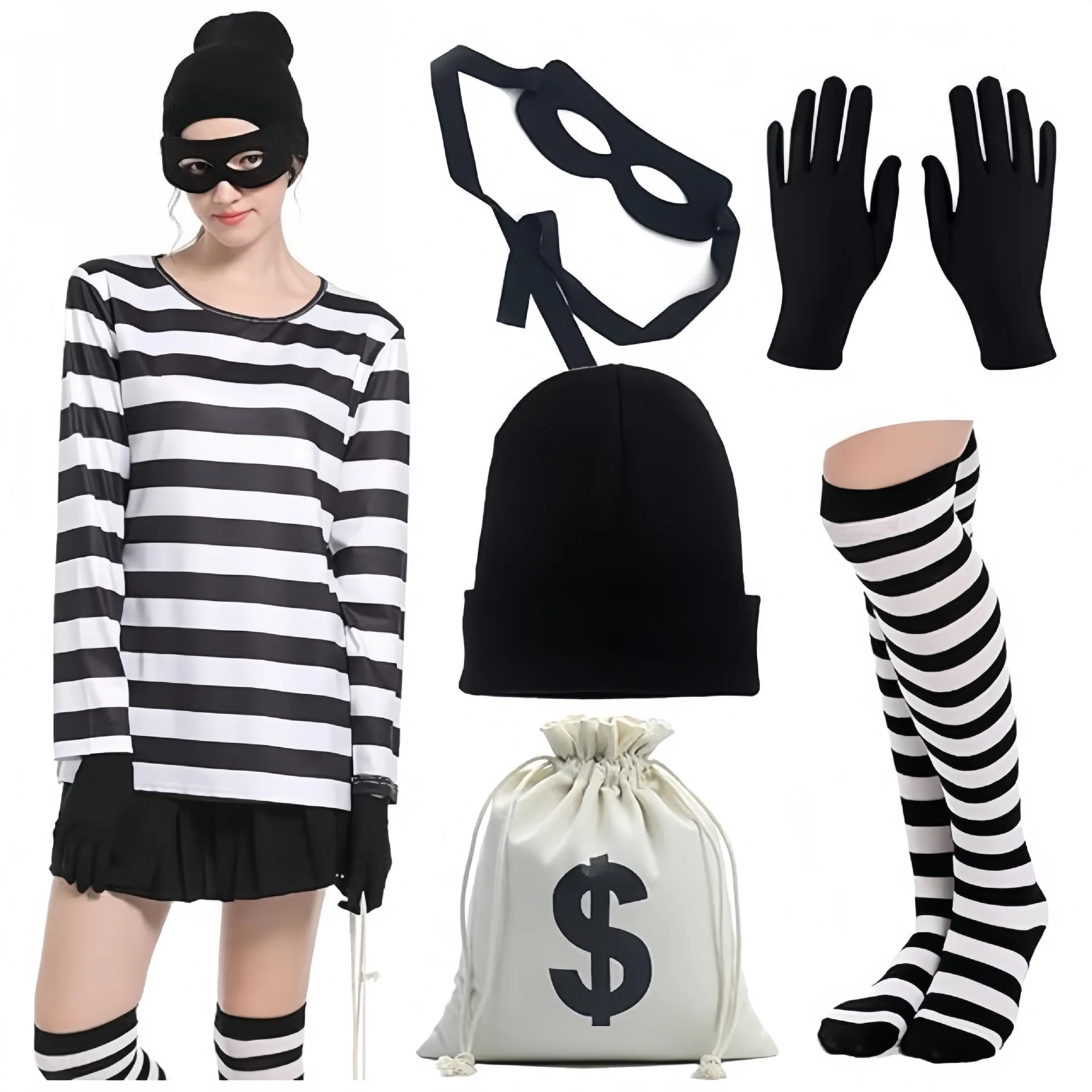 Convict Thief Cosplay Costume  - Women Bags For Party recension och pris