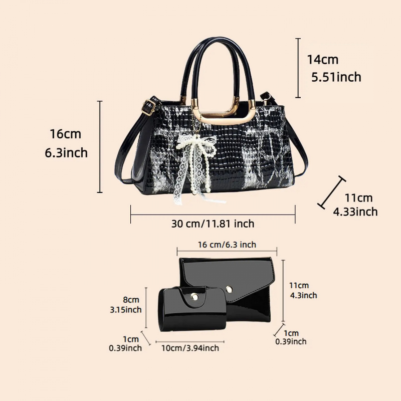 Women's Handbag Set, Crocodile - Women Bags For Party recension och pris