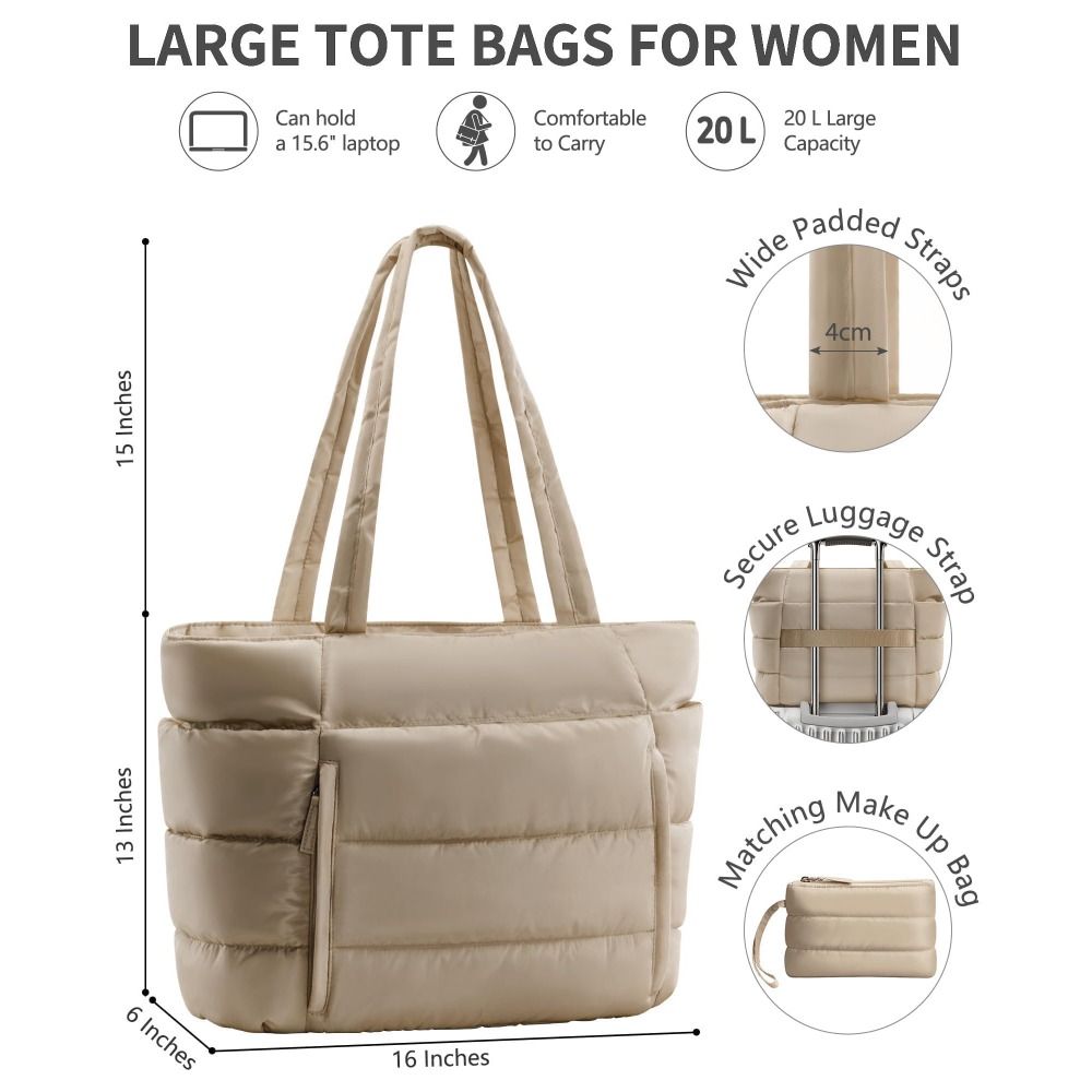 Large Capacity Puffer Tote Bag - Women Bags Medium Size recension och pris