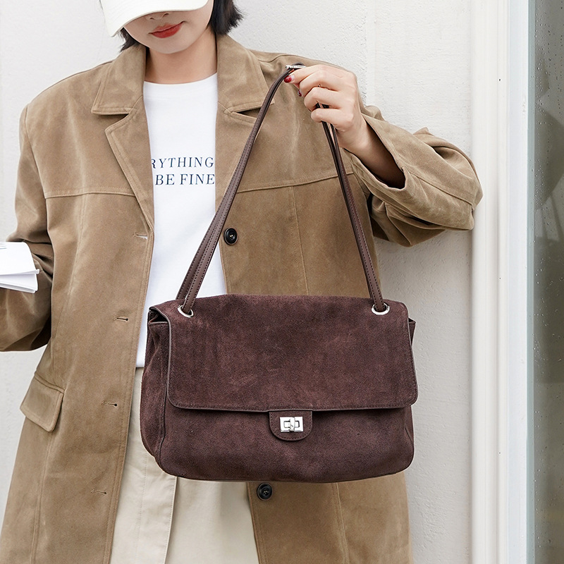 Genuine Suede Leather Underarm - Women Bags Work recension och pris