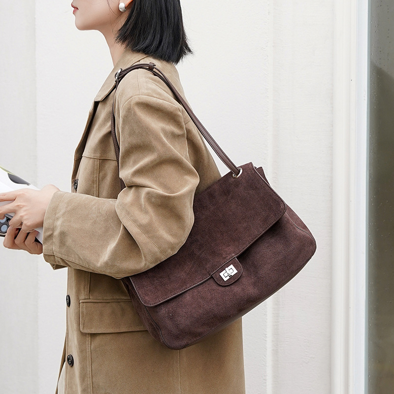 Genuine Suede Leather Underarm - Women Bags Work recension och pris